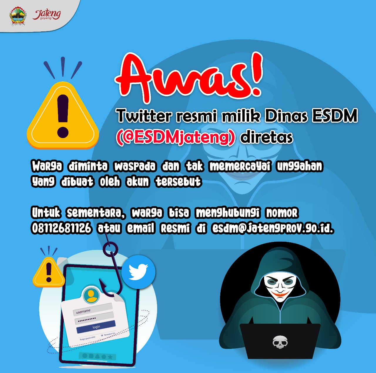 Awas! Akun Twitter Resmi ESDM Jateng Diretas 