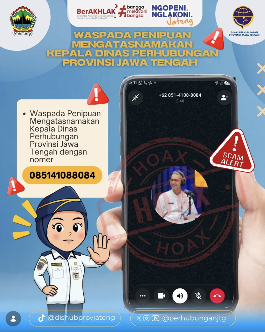 [HOAKS] Nomor Whatsapp Mengatasnamakan Kepala Dinas Perhubungan Jawa Tengah