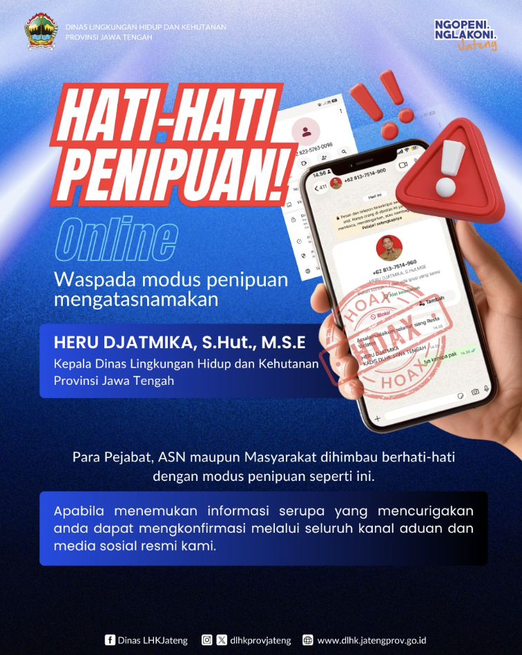 [HOAKS] Nomor Whatsapp Mengatasnamakan Kepala DLHK Provinsi Jawa Tengah