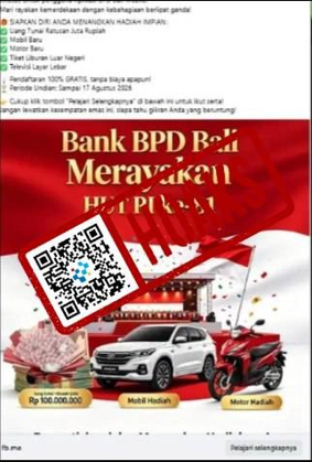 [HOAKS] Tautan Pendaftaran Undian Berhadiah Sambut HUT RI dari Bank BPD Bali