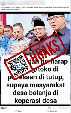 [HOAKS] Yandri Sebut Pemerintah Berharap Warung Ditutup Demi KDMP