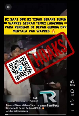 [HOAKS] Wapres Gibran Temui Demonstran di Depan Gedung DPR pada 27 Agustus 2026