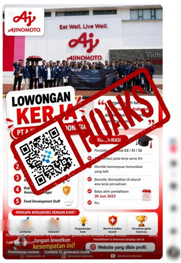 [HOAKS] Tautan Pendaftaran Lowongan Kerja Ajinomoto 2026