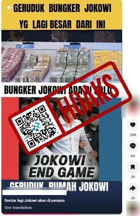 [HOAKS] Polri Temukan Bunker Besar Berisi Rp6.000 Triliun di Rumah Jokowi di Solo