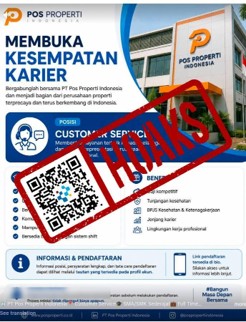 [HOAKS] Tautan Pendaftaran Lowongan Kerja Pos Properti Indonesia