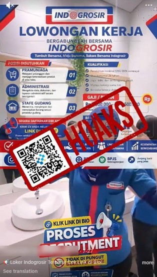 [HOAKS] Pendaftaran Lowongan Kerja Indogrosir