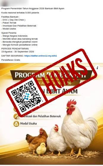 [HOAKS] Tautan Pendaftaran Program Bantuan Bibit Ayam 2026
