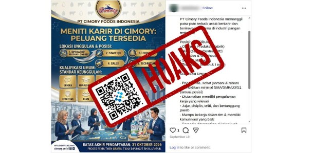 [HOAKS] Tautan Pendaftaran Lowongan Kerja Cimory