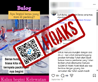[HOAKS] Pekerja Bermain-main saat Mengemas Beras Bulog
